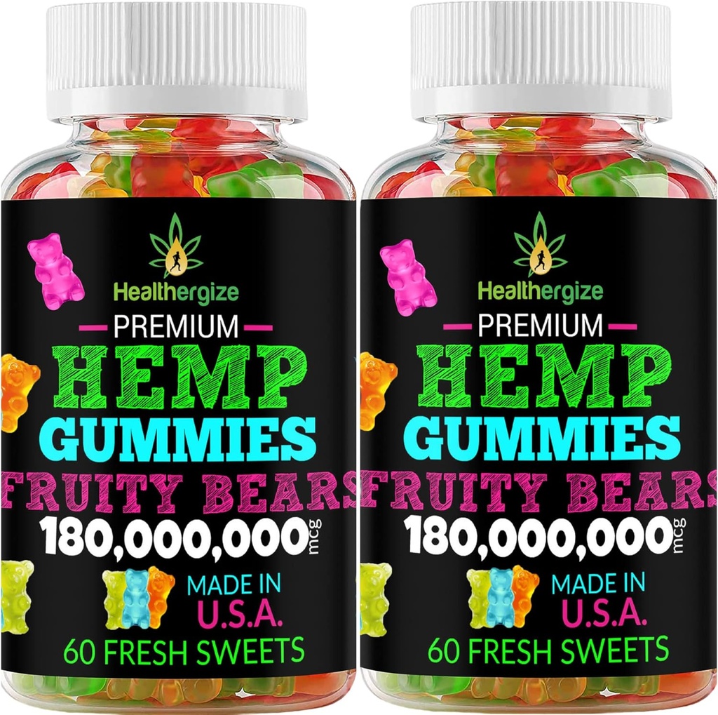 2PACK Hamp Gummies Premium Hamp Gummy Bears- for søvn, rolig, slapt-Omega Hamp Oil, Natural High Potency Hamp Party Ediply-Made in USA