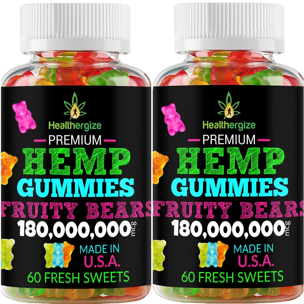 2PACK Hamp Gummies Premium Hamp Gummy Bears- for søvn, rolig, slapt-Omega Hamp Oil, Natural High Potency Hamp Party Ediply-Made in USA
