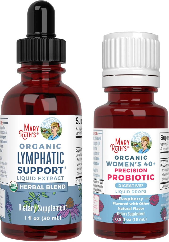 MaryRuth Organics Probiotisk fordøjelse (Hindbær) for kvinder 40 + & Lympletarid Cleanse Dryps • 124; USDA Organic, Clean Label Project Verified ® • 124; Vitamin til Gut Sundhed og Immunitet • 124; Vegan, Gluten Free