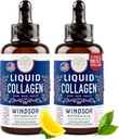 WINDSOR BOTANICALS Flydende kollagen til kvinder og mænd - hår, hud, negle Vitamin - Lemon Flavor Collagen Peptider hårvækst drik - 5.000mcg Biotin, 10.000mcg - US Made - 2x2oz