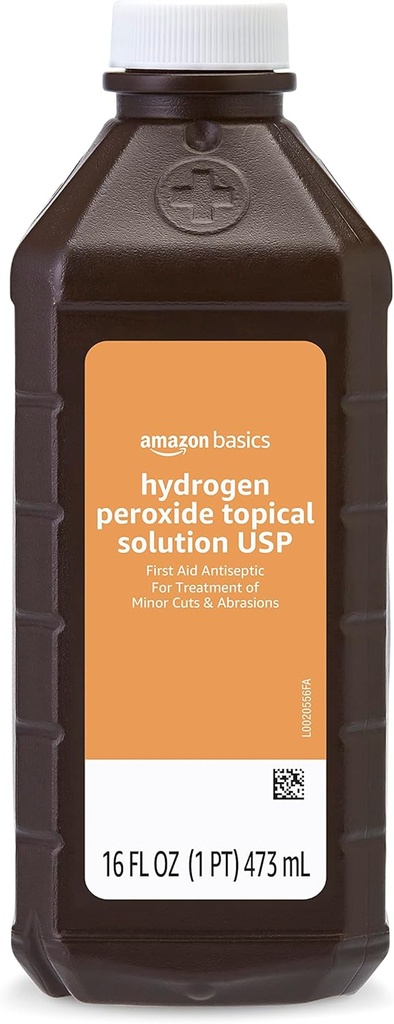 Grundlæggende Hydrogen Peroxid Topical Solution USP, Førstehjælp Antiseptisk til Cuts, Scrapes og Sårinfektion, 16 fl oz, Pack of 1 (Tidligere Solimoi)