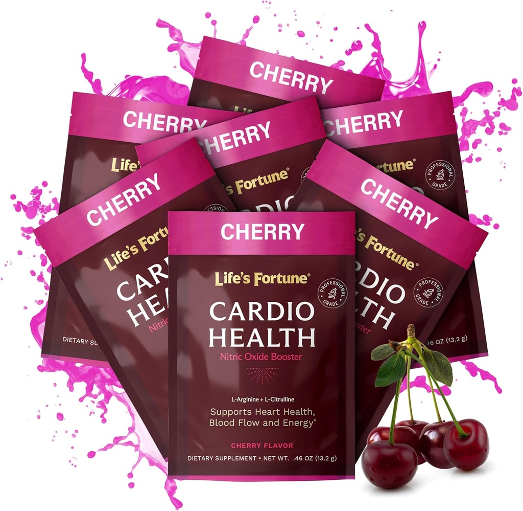 Livets Fortune L Arginin L Citrullin Supplement Powder - High Potency Nitric Oxide Supplement Booster med Natural Cherry Flavor (7 Servere (pakke med 1), Cherry)