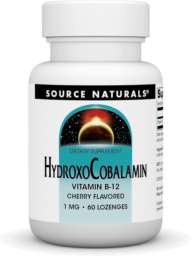 Kilde Naturals HydroxoCobalamin, vitamin B- 12, 1 mg - 60 Cherry Flavored Lozenges