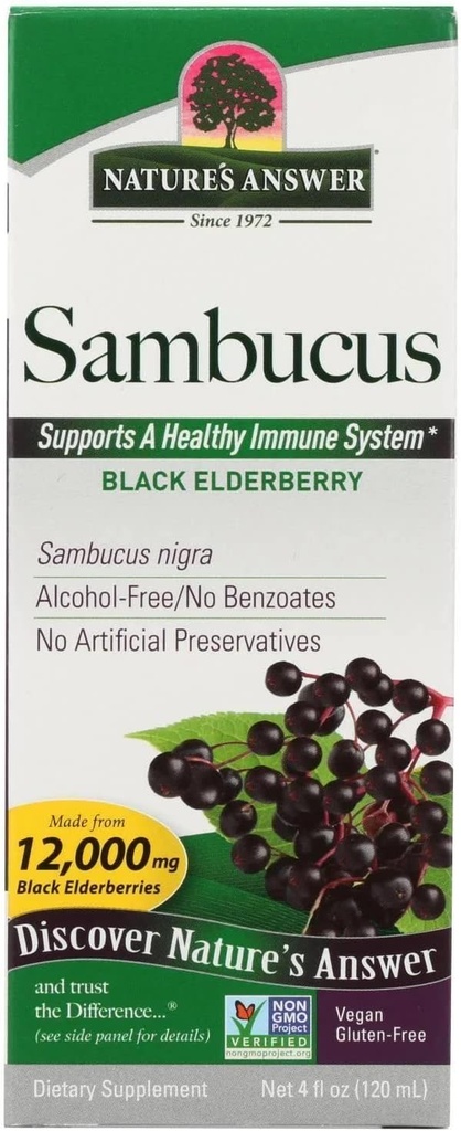 Naturens svar Sambucus Kosttilskud, Original til daglig immunforsvar og antioxidant Support 124; Made in The United Kingdom
