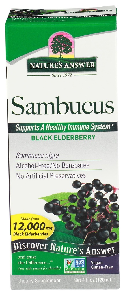 Naturens svar Sambucus Kosttilskud, Original til daglig immunforsvar og antioxidant Support 124; Made in The United Kingdom