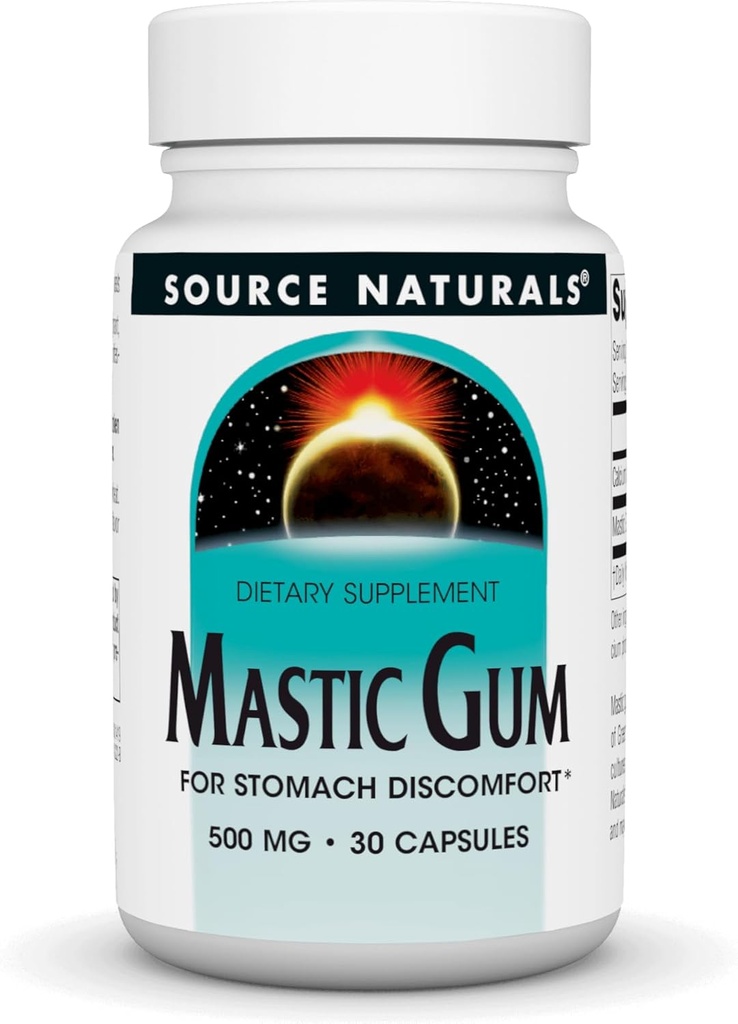 Source Naturals Mastisk Gum Extract for Mavesmerter * 500 Mg Capsule, 30 Greve