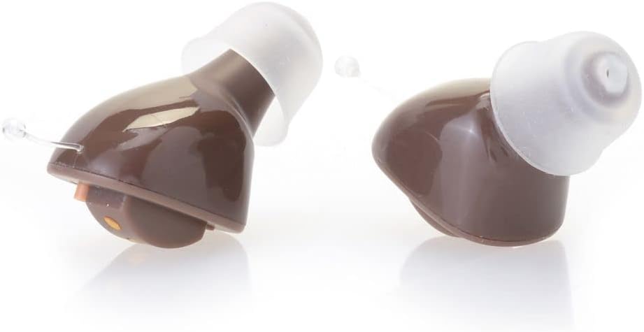 Hearing Aid w / Genopladelig Carrying Case & Extra Ear Tips (Brown)