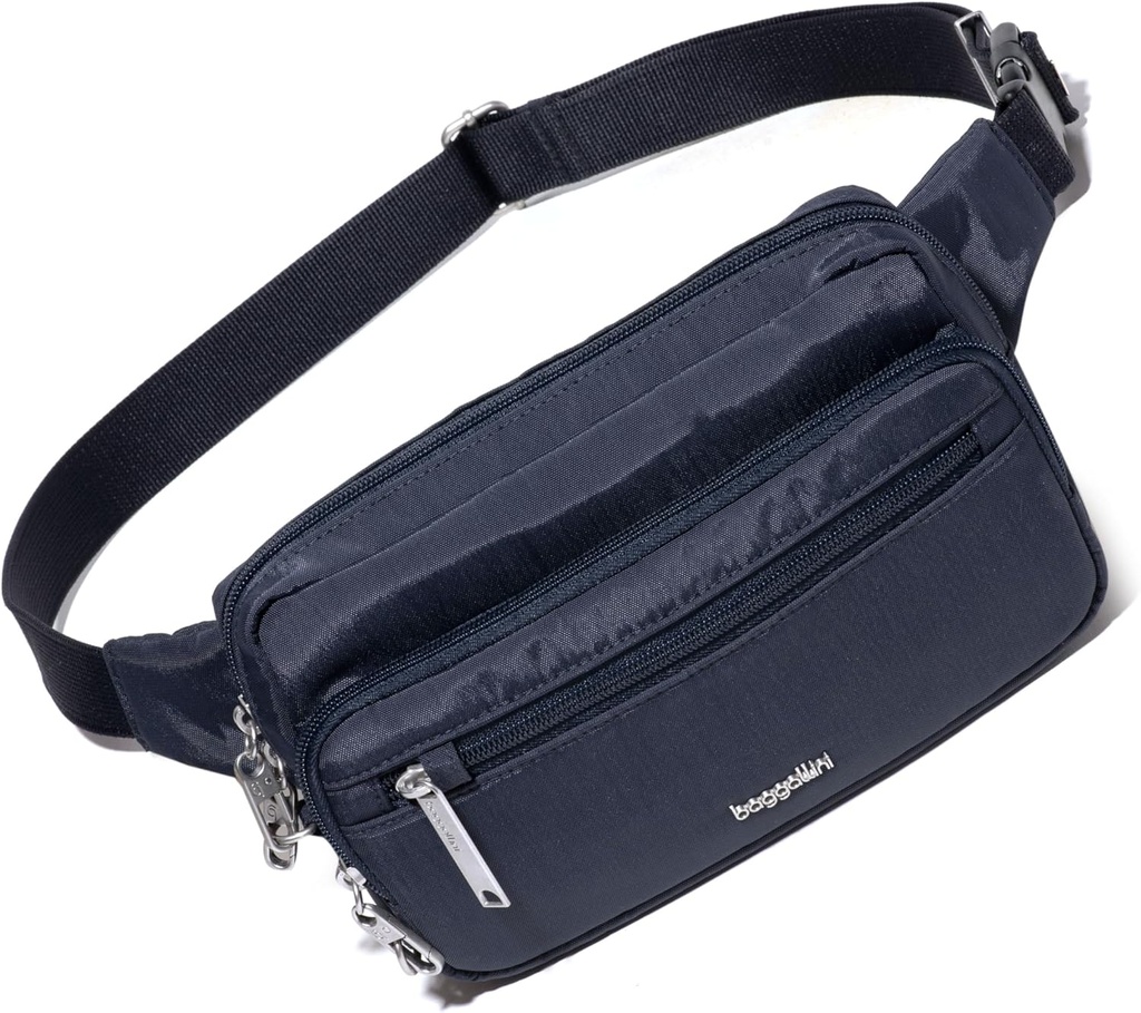 Baggallini Securitex Anti- Theft Belt Fanny Pack til kvinder RFID tegnebog Locking Zipper- Travel Bag Crossbody Purse