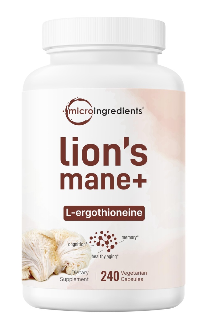 Micro Ingredients Lion’s Mane Mushroom Extract with L-Ergothioneine, 240 Veggie Capsules, 4 Month Supply | Non-GMO