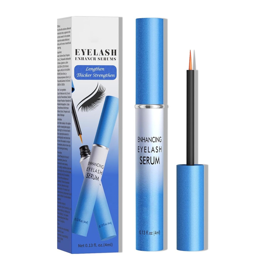 Lash Serum, Rapid Eyelash Growth Serum, Eyelash Serum til Eyelash Growth Tykkelse, Stærkere, Healthier Lass & Brows, Længere, Fuller, og Thicker Lass, Vegan & Cruelty- Free (Light Blue 4ML)