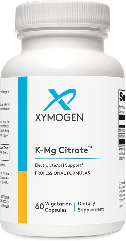 XYMOGEN K- Mg Citrate - Kalium & Magnesium Citrate Supplement - Promote Nyre Support and Sund Cell Function - Electrolytes Supplement (60 kapsler)