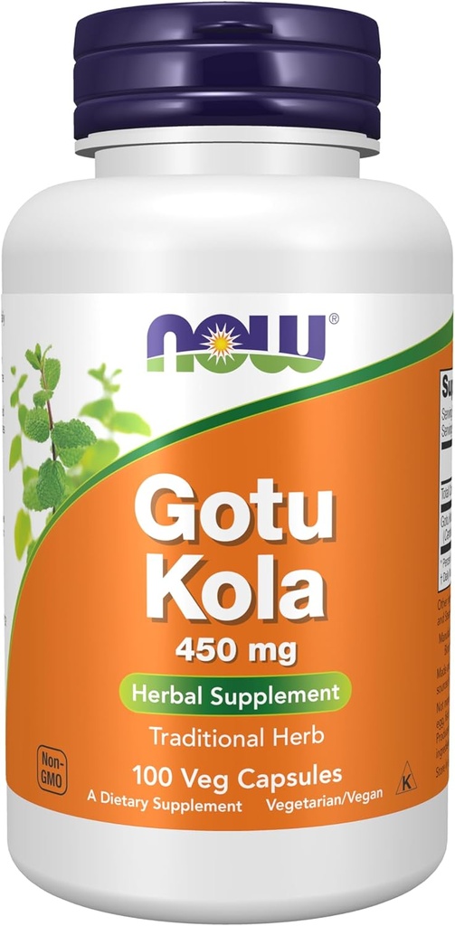 Now Foods Supplements, Gotu Kola (Centella asiatica) 450 mg, Herbal Supplement, 100 Veg Kapsler