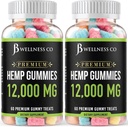 [2- Pack] - Hamp Gummies Premium 12.000 - Betændelse - Vitaminer & Omega 3,6,9 - Made in The USA (120 Greve) - [2- Pack]