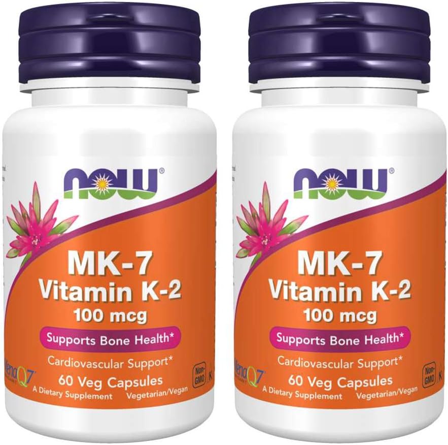 Nu fødevarer Vitamin K-2 (MK7) Veg kapsler, 100 mcg, 60 Greve, pakke med 2