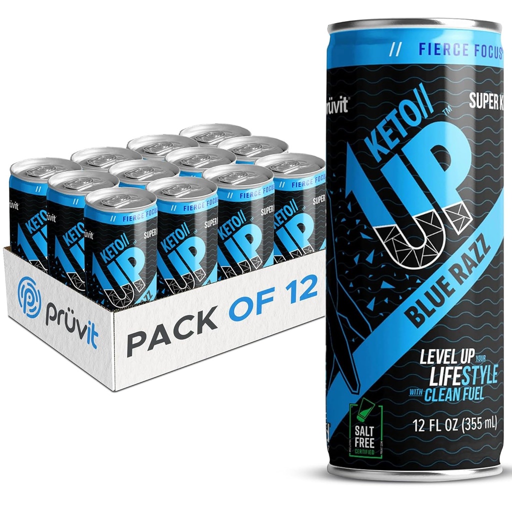 Blue Razz Keto / / Up ® Drink - Ready- to- Drink Ketoner til fokus for mænd og kvinder - 12 pack