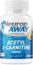NeuropAWAY Elements Acetyl L-Carnitine 500mg 60ct Capsules (60 500mg Capsules Per Bottle) Veggie Caps Third Party Tested Made in USA