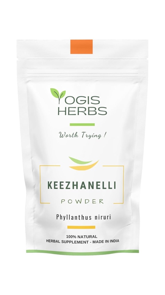YOGIS HERBS Keezhanelli pulver (Phyllanthus Niruri) - 124; Chanca Piedra Stone Breaker - Lever, Nyre & Galleblære Support- Fresh & Pure Herbal Supplement (3.5 oz)