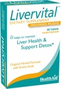 HealthAid LiverVital - Once- Daily Herbal Lever Support med Milk Thistle, Mælkebøtte, Gurkemeje & Artichoke Plus Methionin, Cholin & Inositol- 124; Vegetar, 60 tabletter