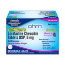 Ohm Children 's Loratadine Allergy Chewable Tablets - Dye Free, Grape Flavor, Non- Drowsy 24 Hour Relief, Antihistamin til Indendørs & Udendørs Allergier - 30 tabletter