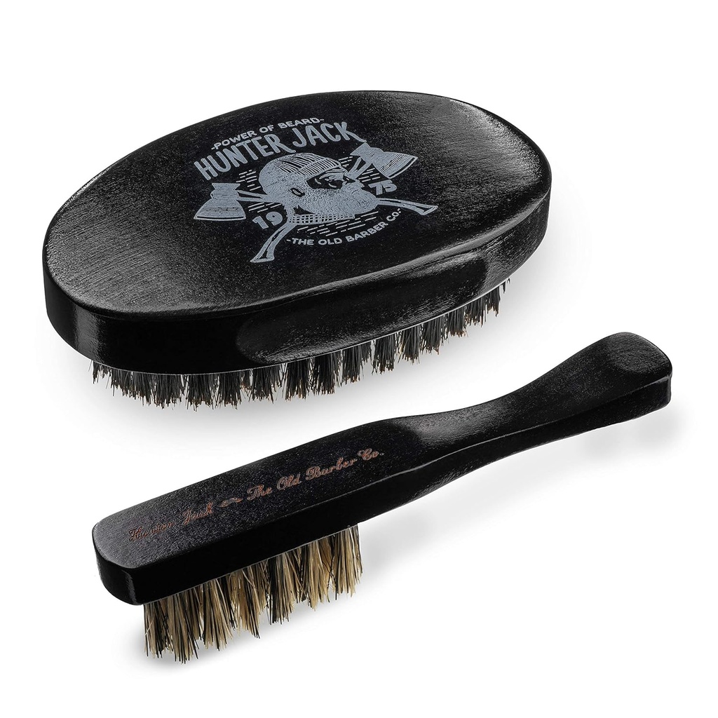 Beard Børst til mænd - Natural vildsvin Brittle Beard Børste Kit - Mustache Børst til mænd - Premium Grooming sæt af Hunter Jack