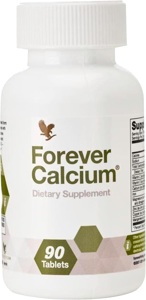 Forever Living - Forever Calcium ® - Optimal Bone Health Support - Glutenfri - Di- Calcium Malate Blend, D-vitamin, Magnesium og zink - 90 tabletter