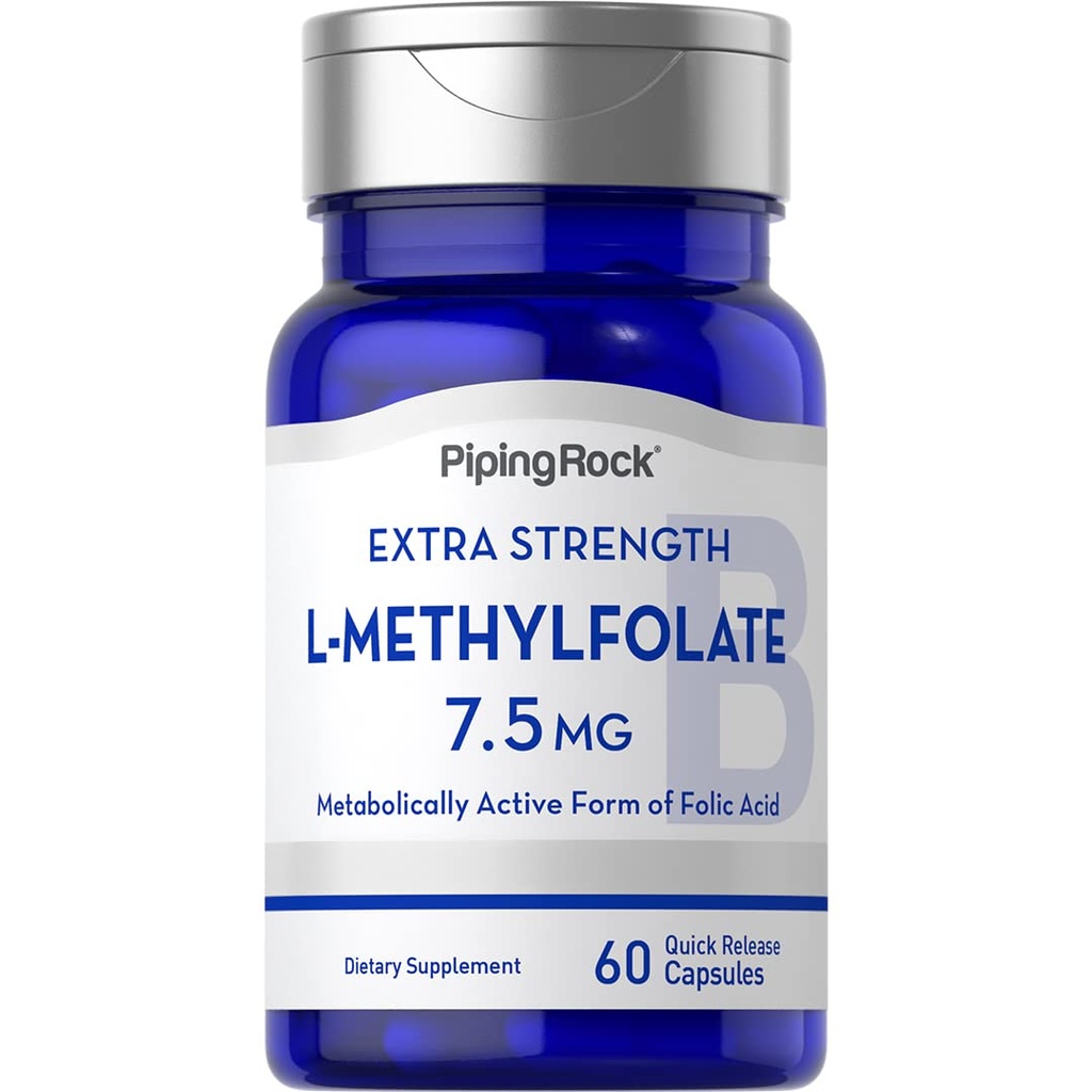 Piping Rock L- methylfolat 7, 5 mg 2, 5 mg 1, 4; 60 kapsler 1, 4; Ekstra styrke Supplement 1, 4; Aktiv folinsyre 1, 4; Non- GMO, Gluten Free