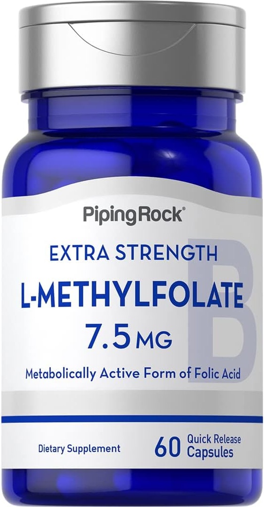 Piping Rock L- methylfolat 7, 5 mg 2, 5 mg 1, 4; 60 kapsler 1, 4; Ekstra styrke Supplement 1, 4; Aktiv folinsyre 1, 4; Non- GMO, Gluten Free