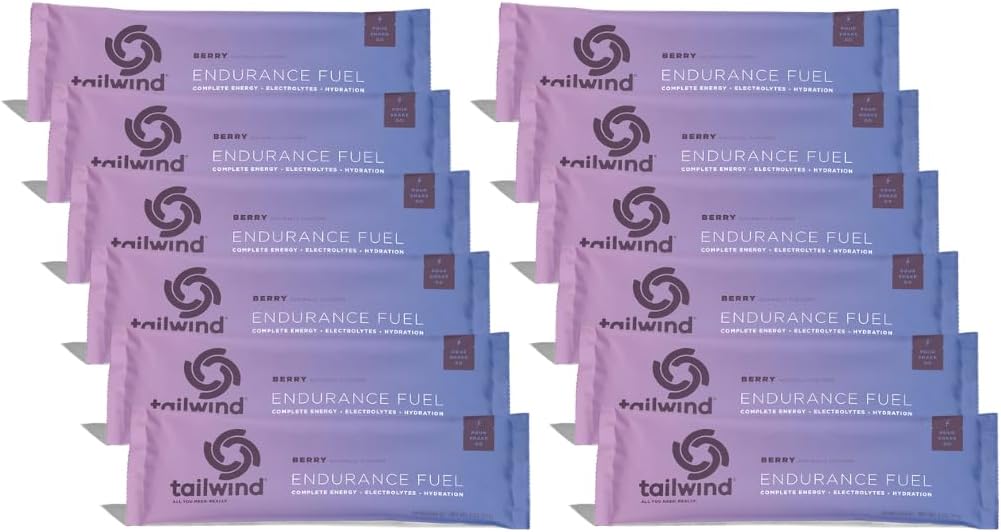 Tailwind Nutrition Endurance Fuel, Sport drik pulver enkelt servering med elektrolytter, Non- GMO, fri for soja, Dairy, og Gluten, Vegan- Friendly, Berry, Pack of 12