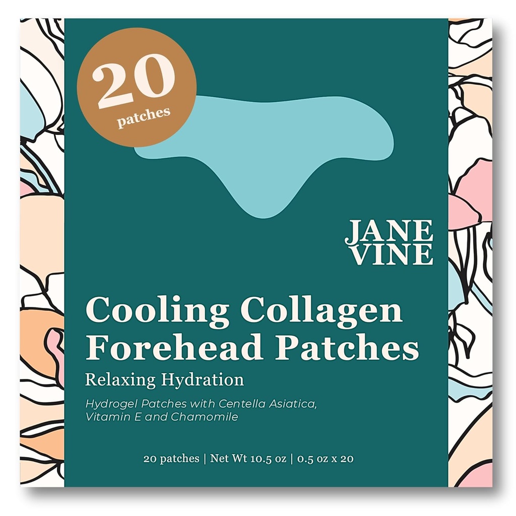 Forhead Wrinkle Patches - Anti Wrinkle Patches - Køling Collagen Hydration - Rynker Behandling - Forhead Collagen Patches med Centella Asiatica, E-vitamin & hyaluronsyre - 20 stk
