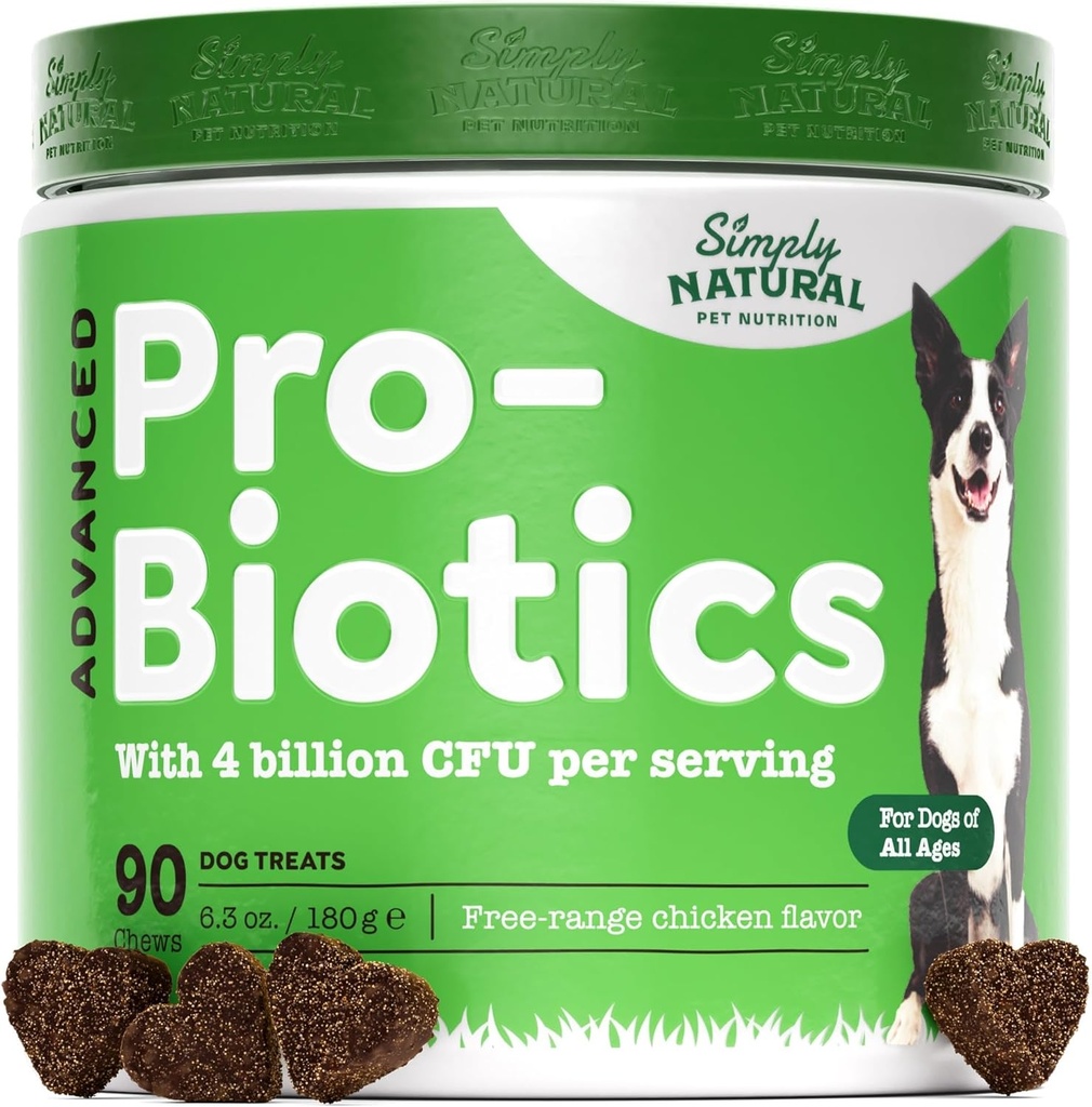 Probiotika til hunde med 4 Millioner CFU, 90 Probiotiske Hund Chews for alle racer - Hjælper med at forebygge Diarré, Forbedre Gut Sundhed og fordøjelsessystemet
