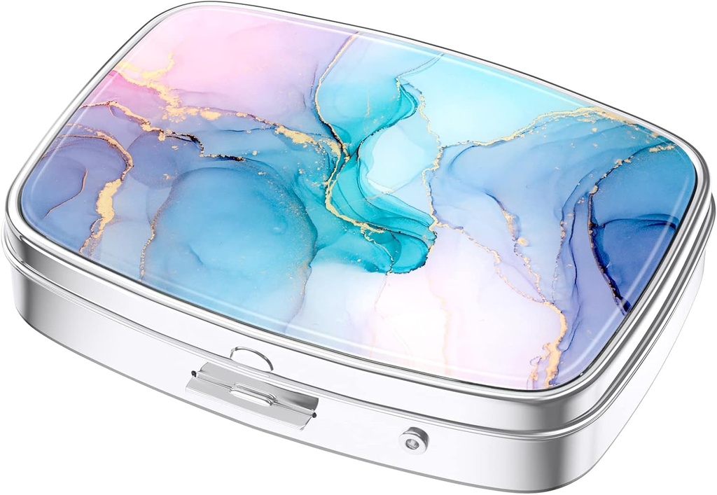 Nipichsha Pill Box, Lille Pill sag for purse & Pocket, Cute Travel Medicine Organizer, Portable Medicine Container Holder til at holde vitaminer, Medicin, Fish Oil & Kosttilskud, Farverige Marble