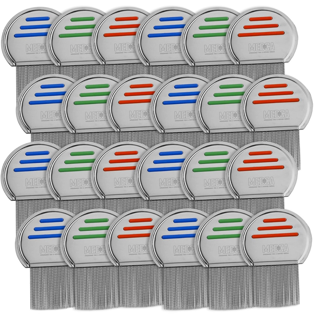 Lice Comb - (Pack of 24) Head Lice Treatment, der er individuelt pakket Professional rustfrit stål Louse og Nit Combs Fjerner æg med Afrundede Tips til Comfort