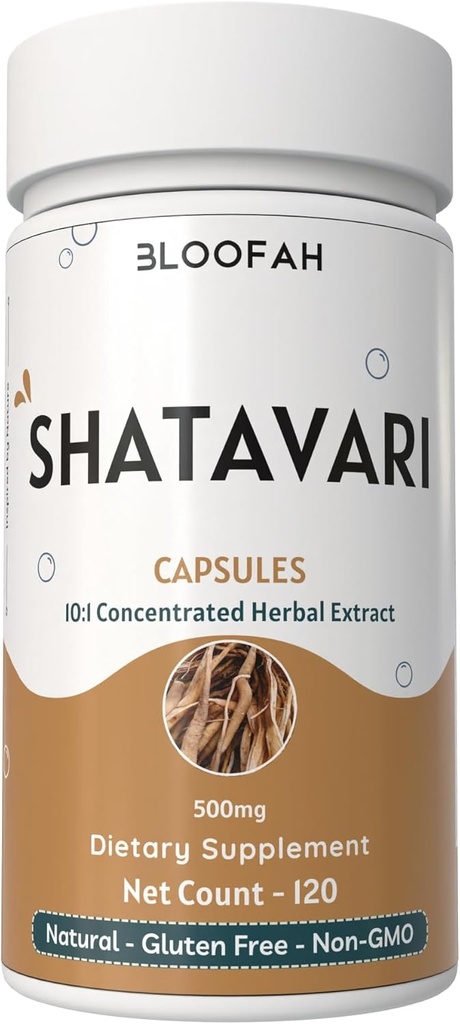 Shatavari Capsules 500 mg 1, koncentreret 10: 1 ekstrakt 1, 12; Asparagus racemosus Root Herbal Supplement 1, 124; Non- GMO, Gluten- fri, Traditional Herbal Formel (120 Greve (pakke med 1))