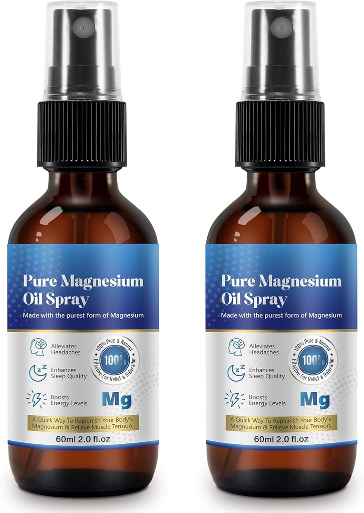 Generisk 2 Fl Oz Magnesium Oil Spray - Pure & Organic - Høj koncentration Magnesium - Non-GMO, Gluten- Free - Nem at Absorb - 2stk