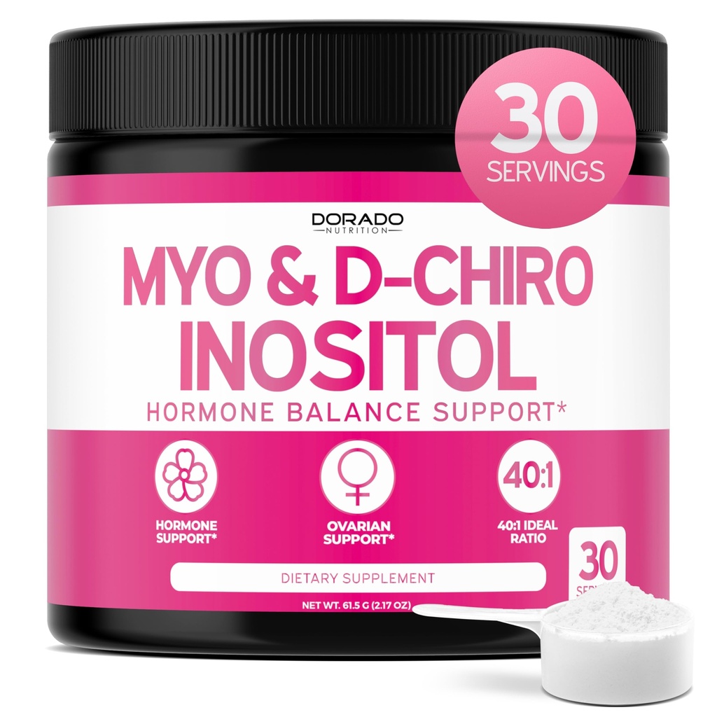 Myo- Inositol & D- Chiro Inositol supplement pulver (2050mg Per Serving Ideal 40: 1 Ratio Myo Inositol, 30 dag Supply) For Hormone Balance for Women & Ovarial Health - tredjeparts testet, Vegan & USA Made