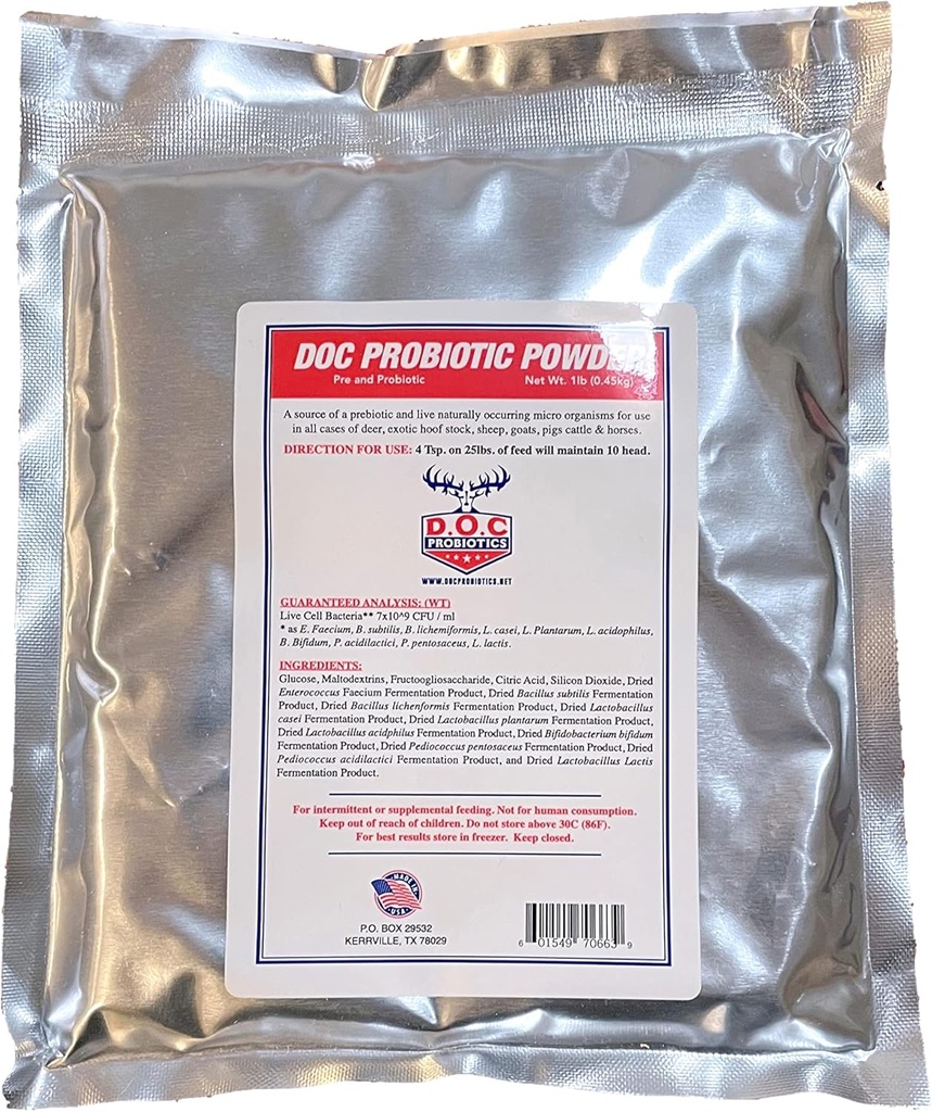 Doc Probiotic Powder Live Cell Bacteria Livestock Probiotic Goats, Cows, Horse, Sheep, Pigs, Deer Gut Health