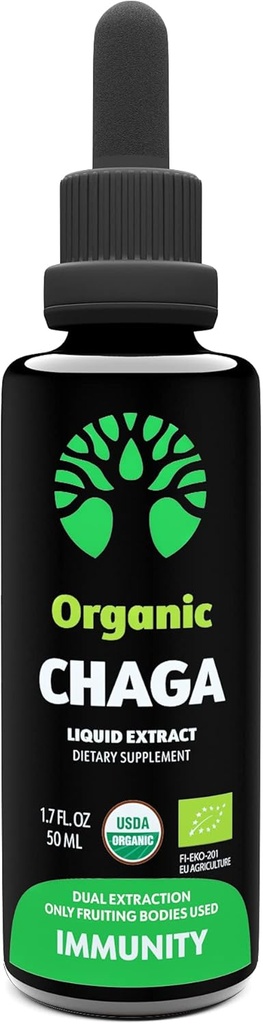 LOOV Organic Chaga Tincture - 50 Servering - Kun frugtbare organer - Antioxidant & immunforsvar