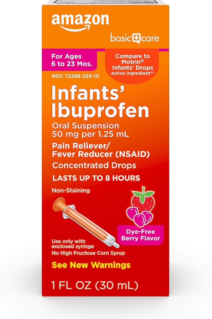 Basisk pleje Spædbørn Ibuprofen Oral suspension, 50 mg / 1, 25 ml, Berry Flavor Koncentreret drop, Farveløs, 1 fl oz (pakning med 1 stk.)