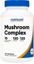 Nutricost Mushroom Complex Supplement, 120 Kapsler - 10 Mushroom Blend (med Reishi, Maitake, Shiitake, Lions Mane, og mere) - Non- GMO og Gluten Free