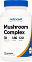 Nutricost Mushroom Complex Supplement, 120 Kapsler - 10 Mushroom Blend (med Reishi, Maitake, Shiitake, Lions Mane, og mere) - Non- GMO og Gluten Free