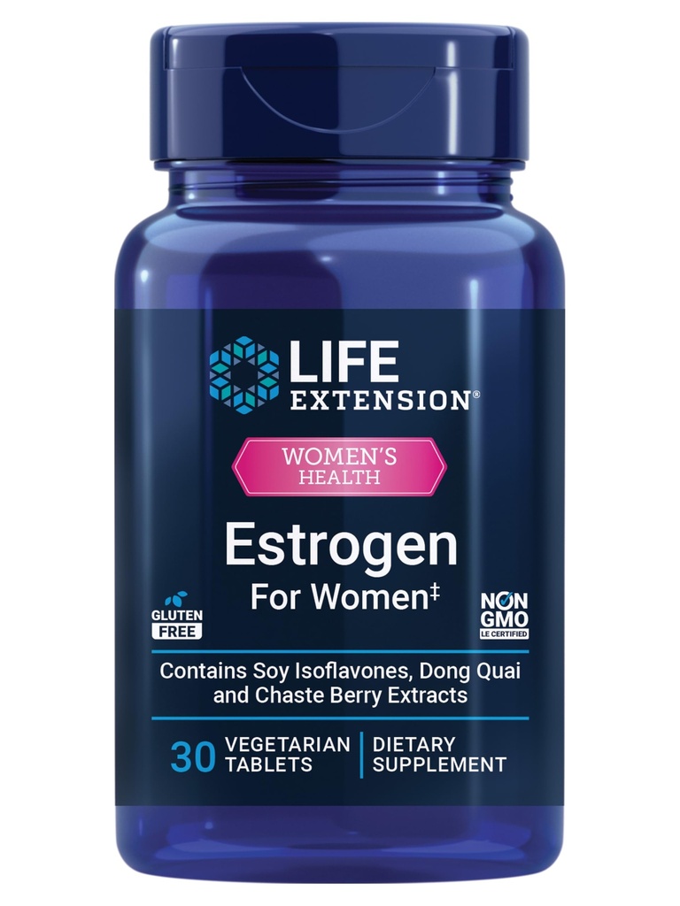 Life Extension Østrogen til kvinder, Hjælper Relieve hot Flashs og Night Sweats, Soy isoflavoner, Norge Spruce Extract, chasteberry, Hormone- Free, Gluten Free, Non- GMO, Vegetar, 30 Tablet