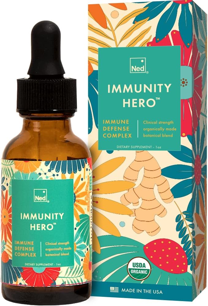 Ned Immunity Hero ™ - Økologisk, Urteimmune Support for voksne - Immunbooster med Echinacea og Astralagus