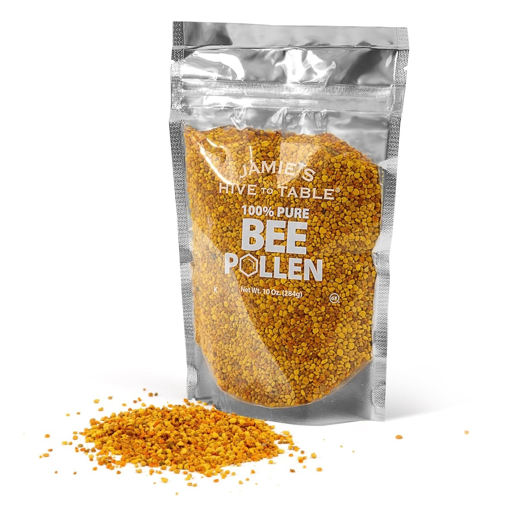 Jamie 's Hive to Table Raw Bee Pollen, 10 oz - 100% Pure Bee Pollen - Høstet fra blomster, naturligt Tørret for friskhed - Great for Smoothies, Havregryn & opskrifter