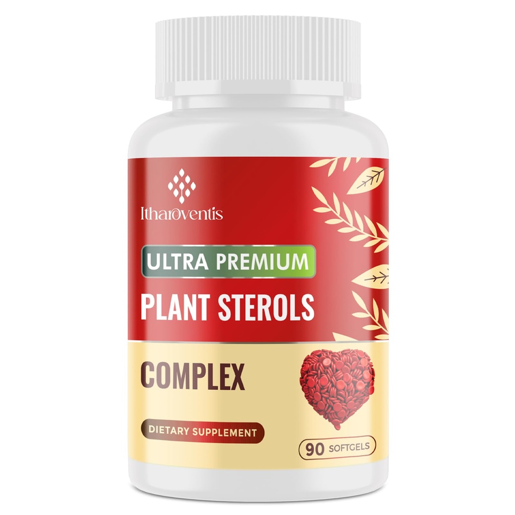 Kolesterol Kosttilskud med Plant Steroler, Niacin, Rød Gær Rice, Bergamot, Omega-3 & hvidløg - Advenced Absorption Formel - 90 Softgels
