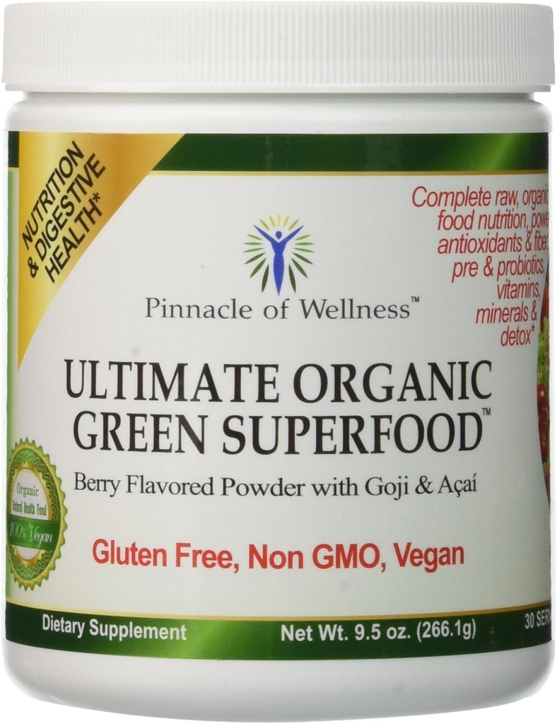 Ultimate Organic Green Superfood Powder - Berry Flavor - 30 Servere 9.5oz (266.1g)