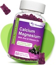Høj Absorption Calcium Gummier, Calcium Magnesium Zink med Magnesium Glycinat, Kalium, D3- vitamin til kvinder & men- Blueberry Flavored 60 Cts