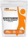 Bulkaddiments.com Benfotiamin Powder -Vitamin B1 Benfotiamin Supplement, Fat Opløselig B1 Vitamin - Gluten Free, 150mg per servering, 25g (0,88 oz) (pakning med 1)