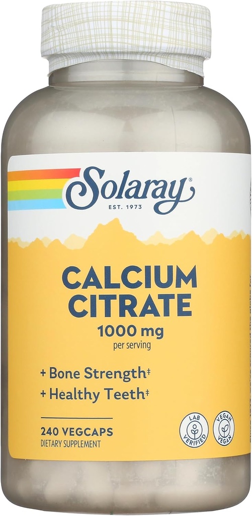 Solaray Calcium Citrate, 240 Caps, 0.75 Bottle
