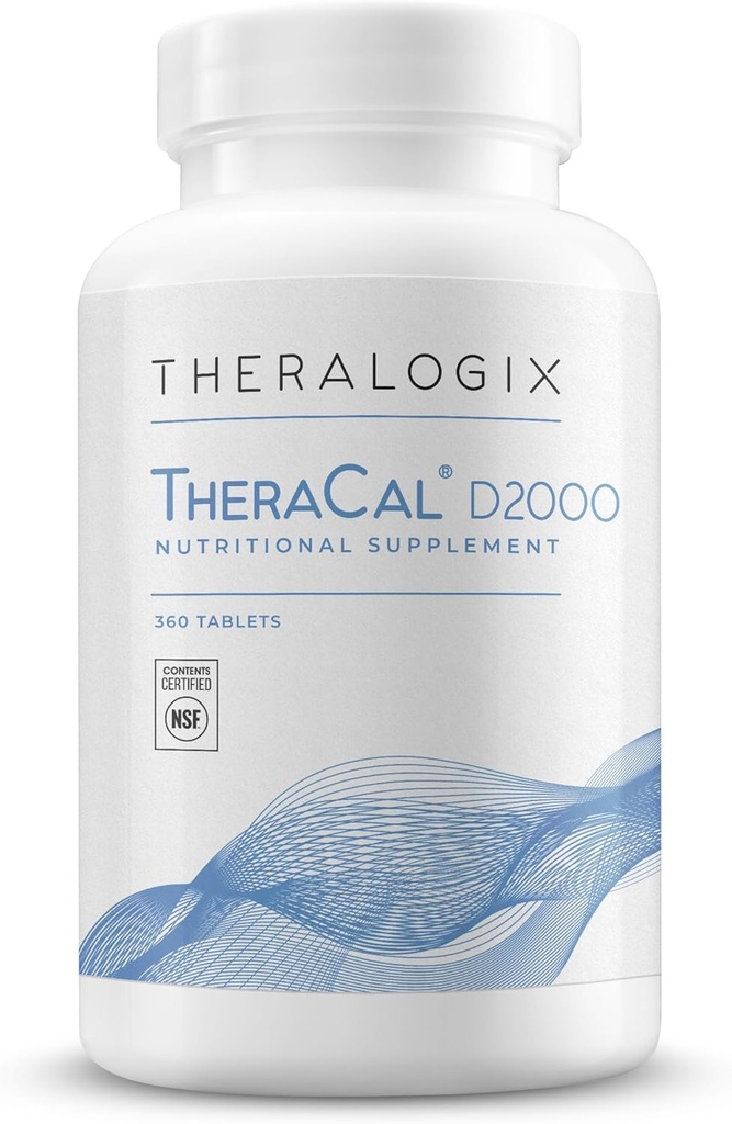 Theralogix TheraCal D2000 - Bone Health Support Supplement med calcium, Magnesium, D3- vitamin, vitamin K2 & Bor * - 90-Day Supply - NSF Certified - 360 tabletter