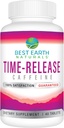 Bedste Earth Naturals Time Release Koffein med L-Tyrosine, vitamin B6, vitamin B12, Thiamin &amp; mere - Energitillæg for kvinder og mænd - 40 Greve